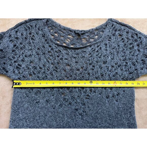Eileen Fisher Wool Blend Gray Italian‎ Yarn Crochet Sweater Women’s Size Large - Picture 6 of 7